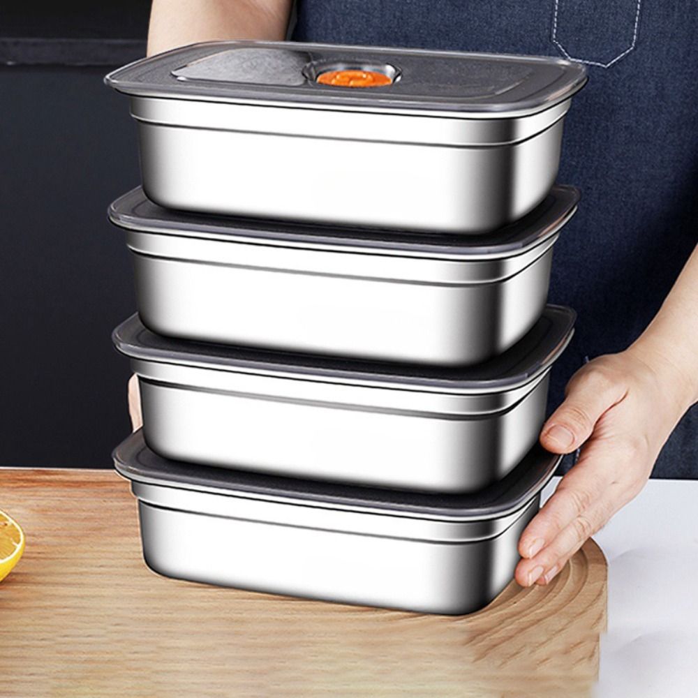 Meal Prep Vacuum Seal Containers - Stainless Steel Camping Lunch Box Sealed