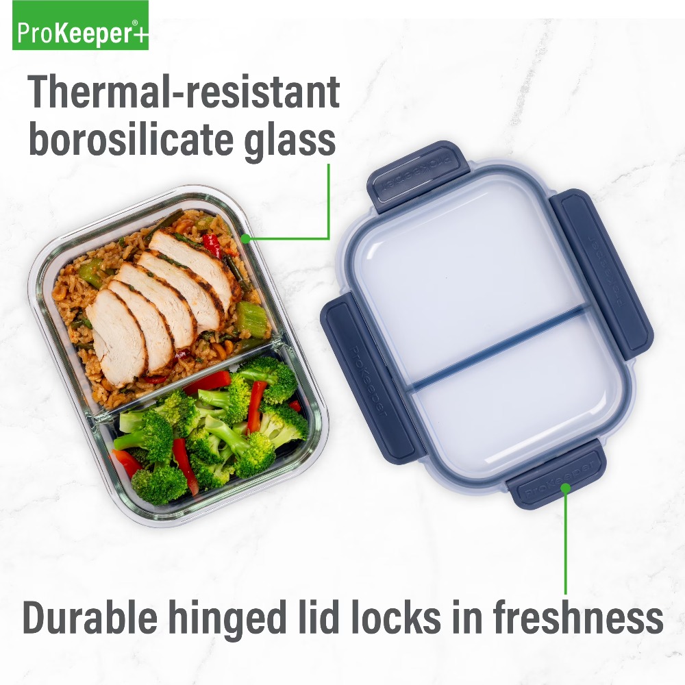 Meal Prep Glass Containers Oven Safe - Premium Borosilicate Glass Meal Prep Containers
