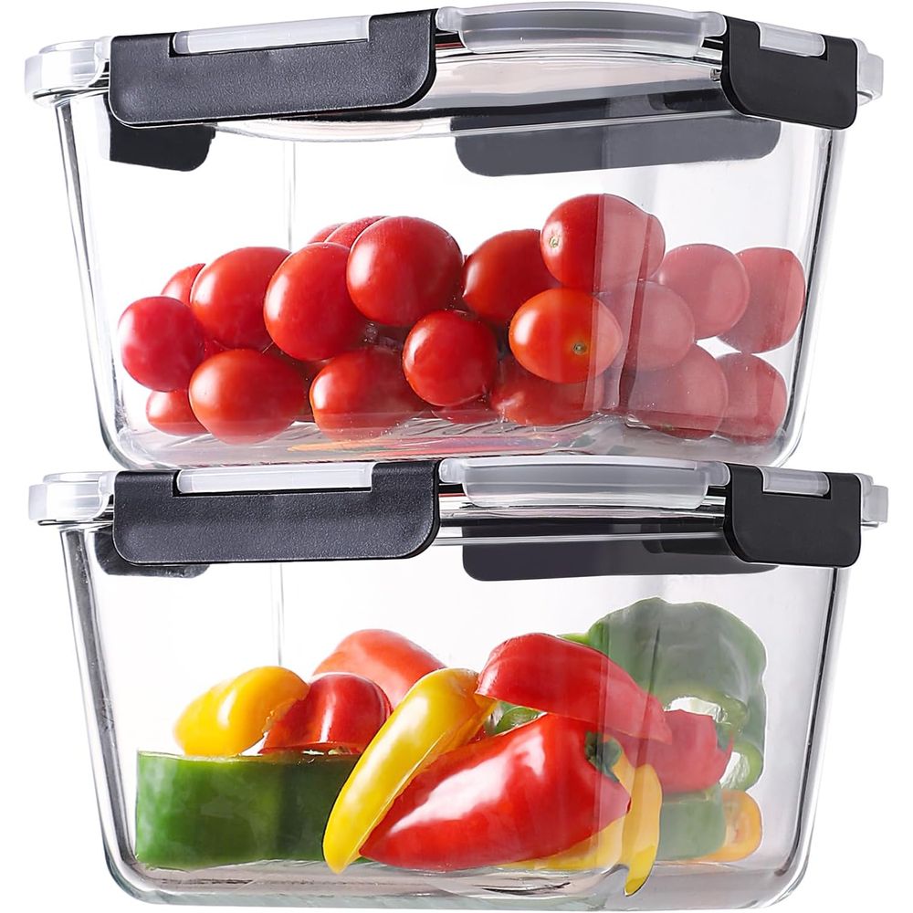 Meal Prep Glass Containers Oven Safe - 4-Piece 63oz Glass Food Storage Containers