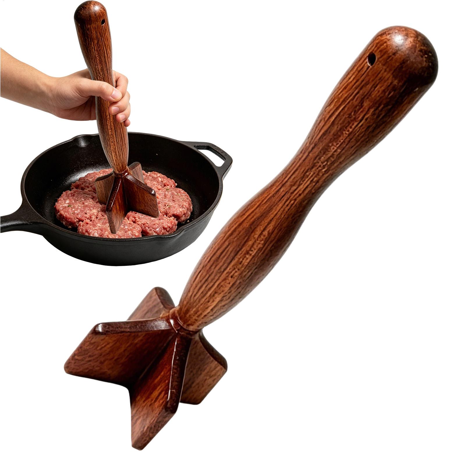 Meal Prep Ground Beef - Wooden Meat Chopper Hamburger Masher Smasher
