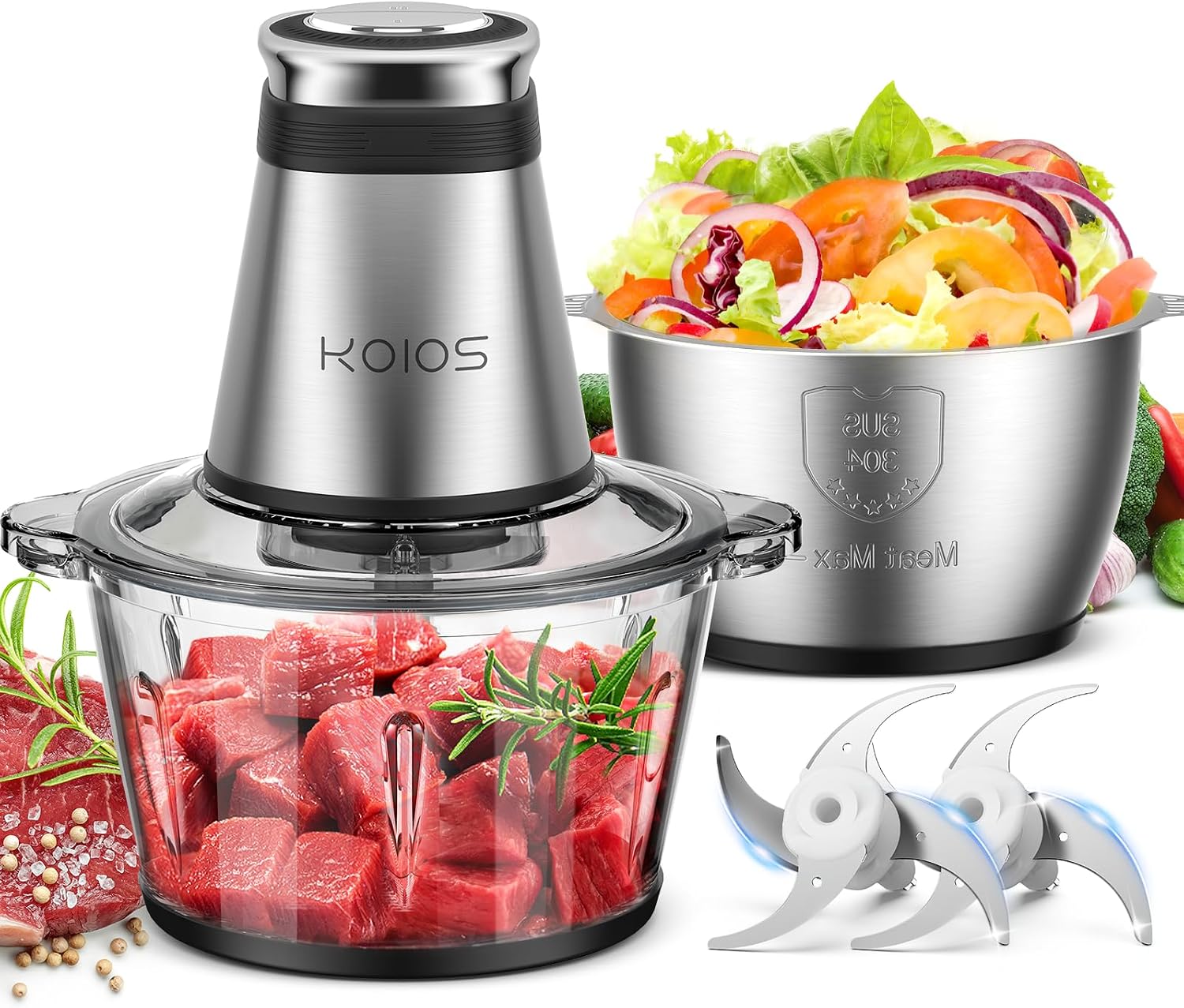 Veggie Chopper Cup - 500W Food Chopper, 2 Bowls (8