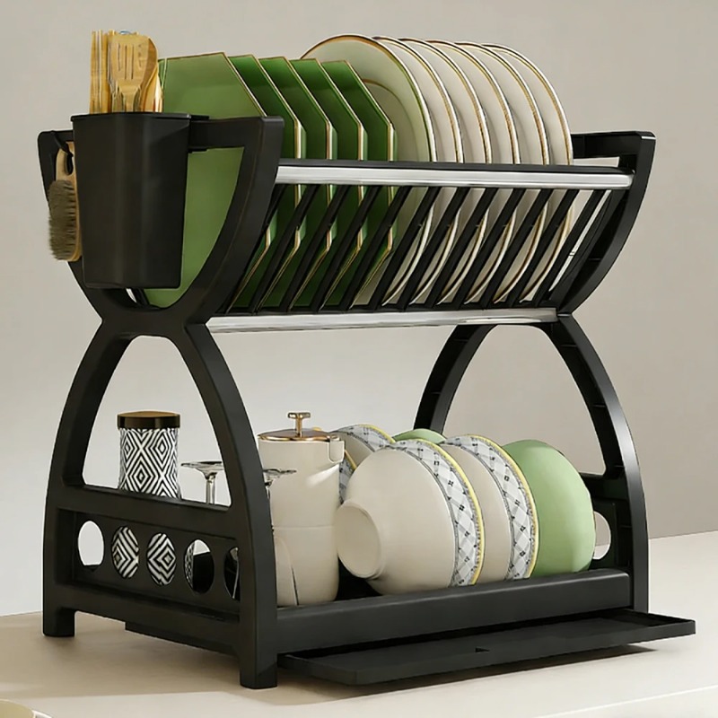 2 Tier Dish Drying Rack Kitche - đánh giá và giá Meal Prep Organizer