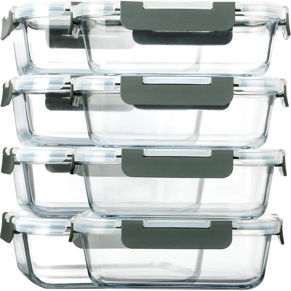 8-Pack, 30 oz Glass Meal Prep  - đánh giá và giá Meal Prep Glass Containers Oven Safe