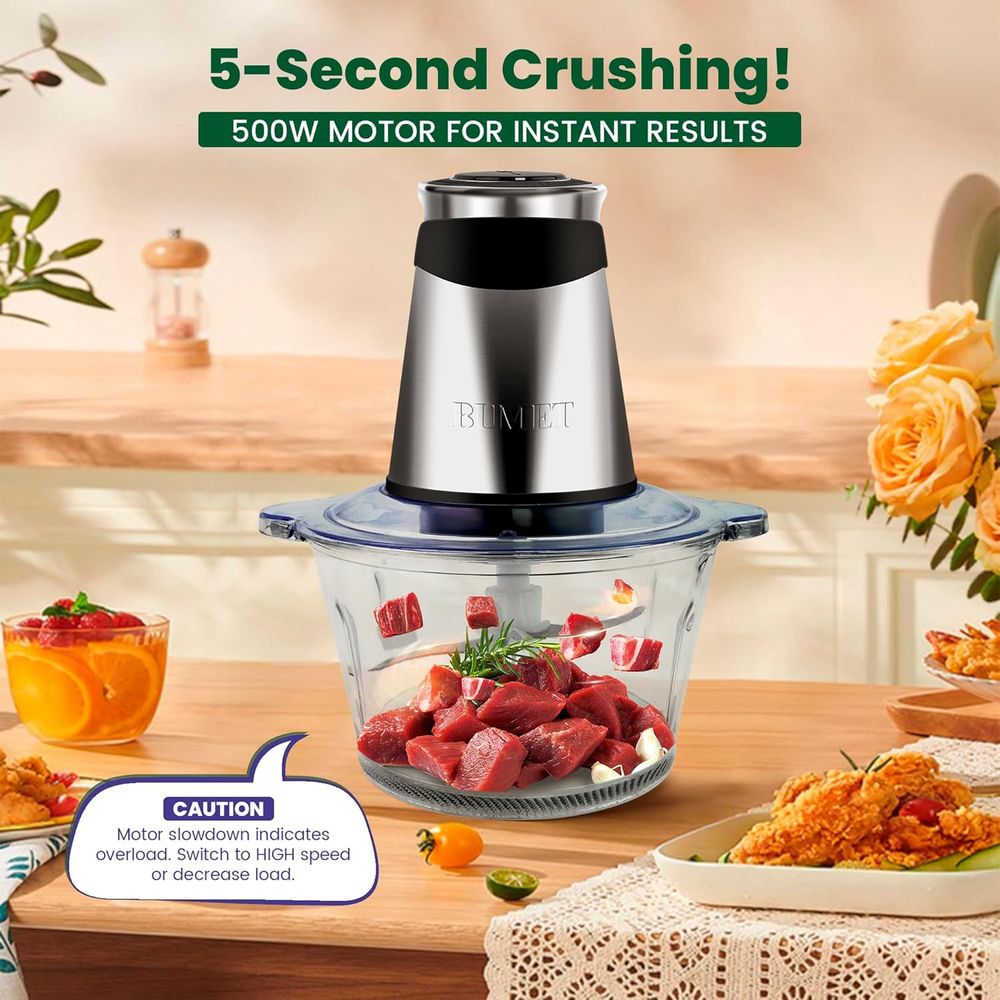 500W Meat Grinder 2x8-Cup Bowl - đánh giá và giá Veggie Chopper Cup