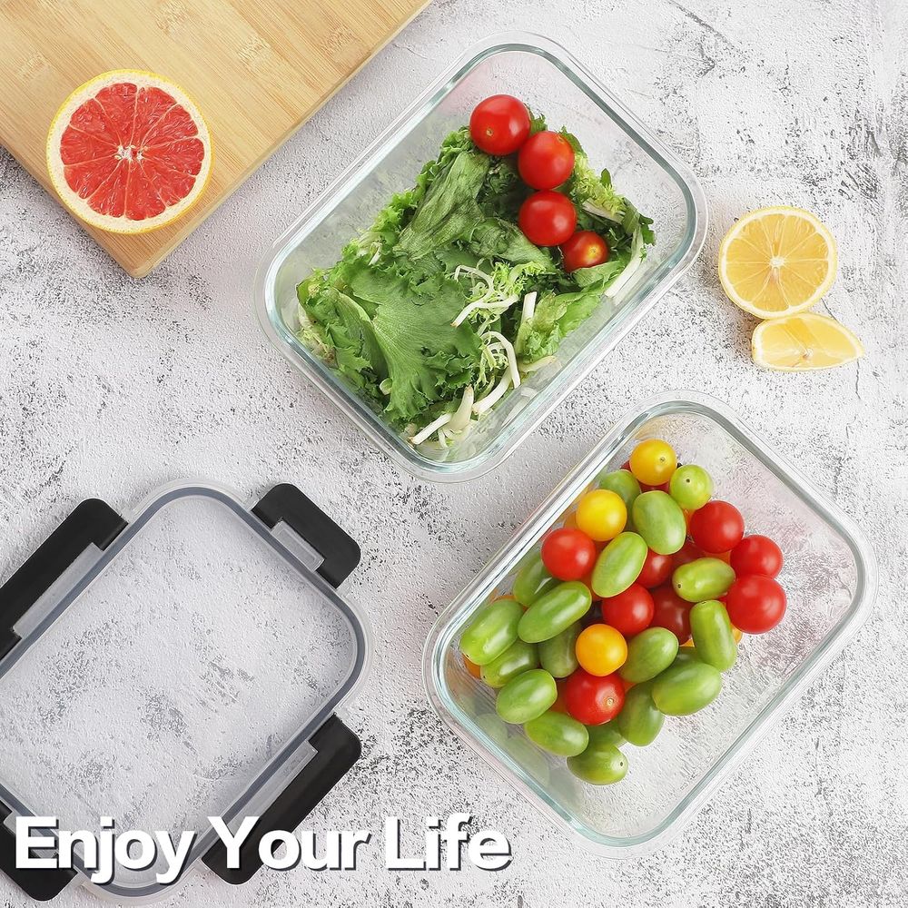 4-Piece 63oz Glass Food Storag - đánh giá và giá Meal Prep Glass Containers Oven Safe