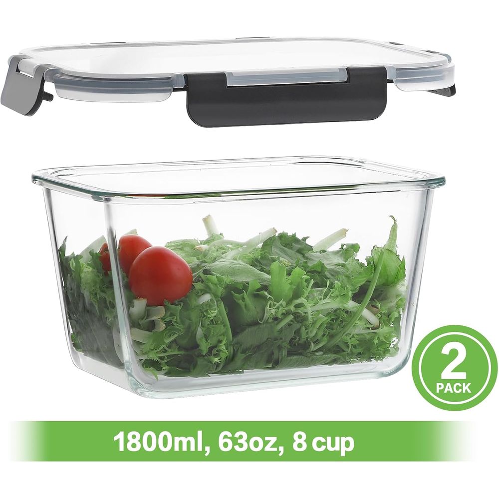 4-Piece 63oz Glass Food Storag - đánh giá và giá Meal Prep Glass Containers Oven Safe