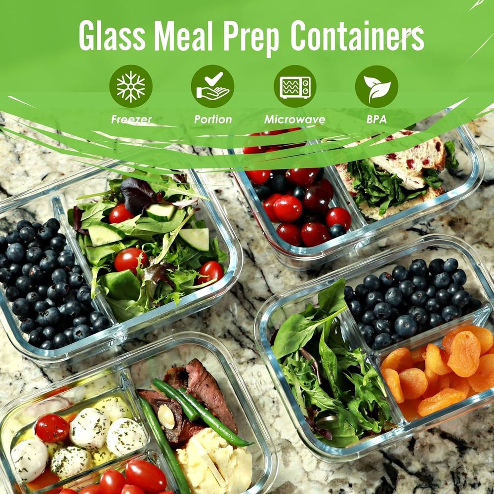 Meal Prep Containers, 2 & 3 Co - đánh giá và giá Meal Prep Glass Containers Oven Safe